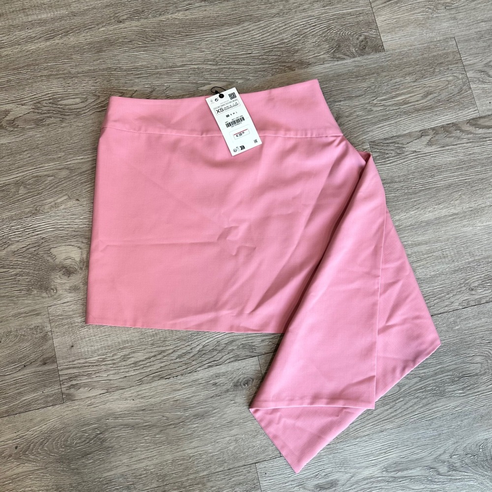 Zara‎ Pink Mini Skirt Asymmetric Drape Detail Women's XS NEW
